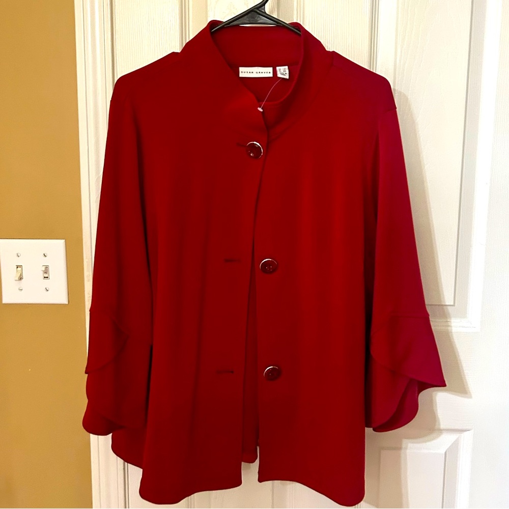 Red Susan Graver Swing Jacket. New. Size XL.